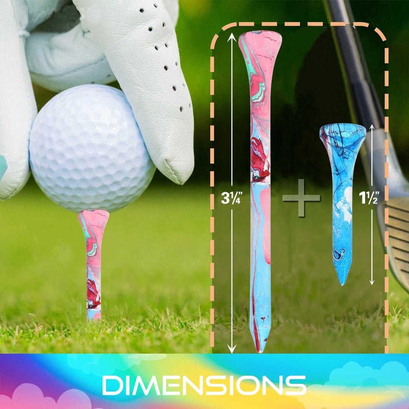 EWILLING Store Golf Tees Multiple Colors Mixed Size Package, 100pcs Professional Bamboo/Wood Golf Tees, Size 3-1/4", 2-3/4" & 1-1/2" Reduce Friction and Resistance - Image 4